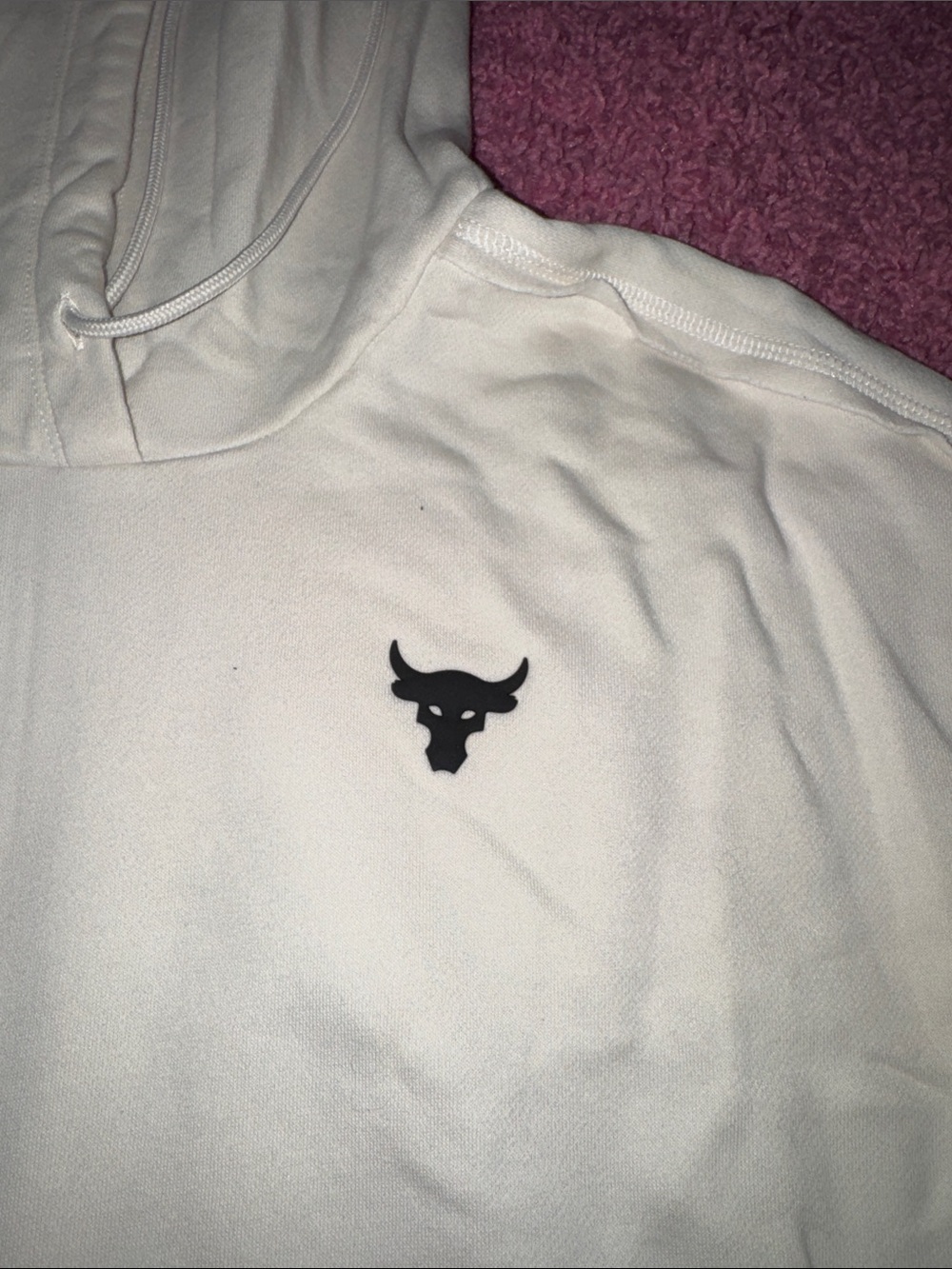 Under Armour White Hoodie with Black Project Rock Bull